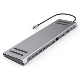 Resim comse 14 In 1 Stand Özellikli Type-c Hub Usb 3.0-sd/tf-rj45-hdmı-vga-usb-c 60w Dönüştürücü 
