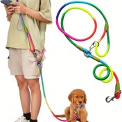Resim 228.6 cm Reflektif Ayarlanabilir Geometrik Desenli 360° Dolaşma Önleyici Kancalı Eller Serbest Köpek Tasması - Küçük, Orta ve Büyük Boy Köpekler için Yürüyüş, Koşu ve Dış Mekan Aktivitelerine Uygun Siyah Köpek Tasmaları 