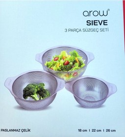Resim Arow Sieve 3 Parça Paslanmaz Çelik Süzgeç Seti Tr-6665 Gümüş 