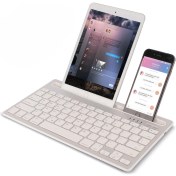 Resim Huahai Hm-04 Çift Avantı Bağlantısı Ios Android Windows Telefonlar/tabletler Için Bluetooth Klavye-Gümüş(Yurt Dışından) 