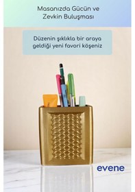 Resim Kalemlik Masa Kalemliği Organizer Kalemlik Altın Renk Model 86 Çok Renkli 