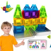 Resim Mini Manyetik Yapı Blokları, 26/42 Parça Mini Manyetik İnşaat Seti Saklama Kutusu ile, Canlı Renkler ve Eğlenceli Tasarımlar, Erkek ve Kız Çocukları için Doğum Günü Hediyesi Puzzle Oyuncak 