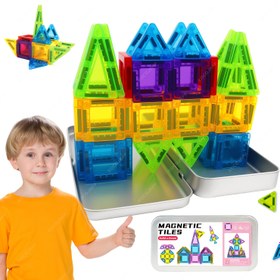 Resim Mini Manyetik Yapı Blokları, 26/42 Parça Mini Manyetik İnşaat Seti Saklama Kutusu ile, Canlı Renkler ve Eğlenceli Tasarımlar, Erkek ve Kız Çocukları için Doğum Günü Hediyesi Puzzle Oyuncak 