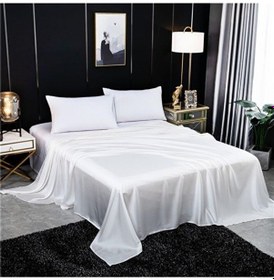 Resim Beyaz Pamuk Saten Çarşaf Ve Yastık Kılıfı Beyaz 