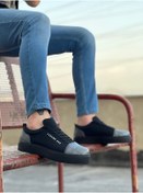 Resim BA0104 Bağcıklı Siyah Ekose Süet Siyah Taban Spor Klasik Erkek Ayakkabı 