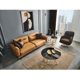 Resim Eymense Latte Sırt Mekanizmalı Koltuk Takımı Hardal 3+1 