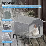 Resim appker Oxford Kumaş Dış Mekan Kedi Evi - Ayaklı - Folyo Astarlı Yalıtımlı Barınak - Tüm Mevsimler İçin 3 Boyutlu Kedi Barınağı 