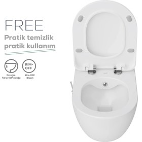 Resim Free Rim-Off T.m Thermoplast Yavaş Kapanan Klozet Kapaklı Beyaz Set 