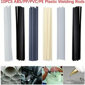 Resim 10 adet ABS/PP/PVC/PE Plastik Kaynak Çubukları, 5x2mm (0.1x0.2in) - Plastik Kaynak Tabancası, Tampon Tamiri & DIY Projeleri için Dayanıklı Kaynak Çubukları, 20cm (7.8in) Uzunluk, Çok Renkli Paket (Siyah, Beyaz, Gri, Bej, Mor, Mavi) 