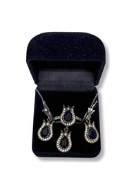Resim Oya Silver Zirkon Taşlı Safir Lale Gümüş Set&takım 