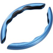 Resim Shineyee Evrensel Erkek Spor Direksiyon Kılıfı - Karbon Fiber, İnce, Kaymaz, Tüm Mevsimler İçin Mavi D-tipi 38cm 