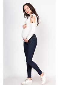 Resim Busa Hamile Beli Lastikli Skinny Kot Pantolon Mavi-mavi 