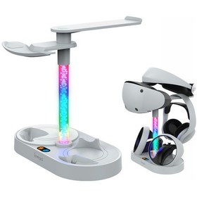 Resim Ipega Pg-p5v001 Rgb Işık Şarj Cihazı Ps5 Vr Kulaklık Şarj Ekranı Standı Çift Denetleyici Şarj İstasyonu 