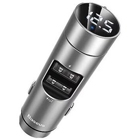 Resim Baseus Energy Column Bluetooth 5.0 MP3 Dual USB Gümüş Araç İçi Şarj Baseus