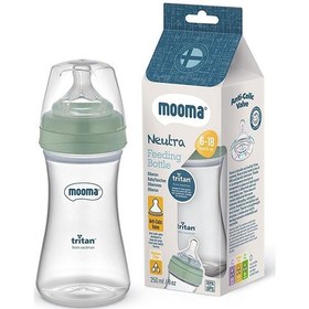 Resim Mooma Neutra Tritan Biberon 250 Ml 6-18 Ay Orta Akış Çağla Yeşili 5 Adet 