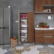 Resim Çilem 188x90x32 CM Kilitli Ayaklı Ceviz Çok Amaçlı Dolap Kenzlife