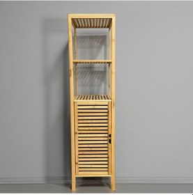 Resim Bambu Banyo Dolabı 5 Raflı Kapaklı Banyo Düzenleme Dolabı Havlu D Bambu 