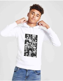 Resim Anime One Piece Baskılı Unisex Çocuk Kapüşonlu Beyaz Sweatshirt (528961517) 