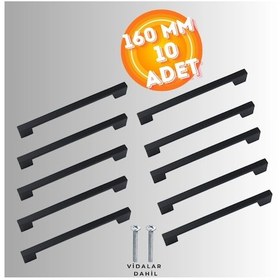 Resim Köprü Kulp Dolap Çekmece Kulbu Metal Kulp 160 Mm 10 Adet Siyah 