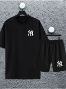 Resim macklin Unisex New York Yankee Ny Baskılı Oversize Tshirt Ve Şort Eşofman Takımı 