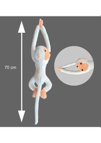 Resim Peluş Maymun. Elleri Yapışabilen Uyku Ve Oyun Arkadaşı -70 Cm Beyaz 