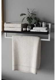Resim Aju Havluluk Banyo Rafı Havlu Askısı Şal Aksesuar Bakım Ürünleri Banyo Mutfak Düzenleyici. Beyaz - Siyah 
