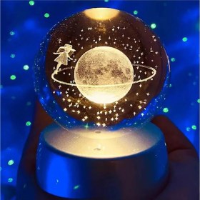 Resim Satürn Çemberinde Yürüyen Kız Işıklı Cam Küre 8cm*6cm 