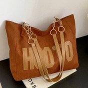 Resim Yeni Büyük Kapasiteli Kadın Çantası, Şık Harf Baskılı Tote, Günlük Kullanım İçin Peluş Kumaş Alışveriş Çantası, S/ Seçeneklerde Mevcut. 