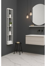 Resim Firuze Metal Banyo, Mutfak Ve Antre Duvar Rafı Beyaz Beyaz 