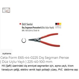 Resim Ceta Form E65-44-0225 Dış Segman Pense Düz Uçlu-Yaylı 225-40- 