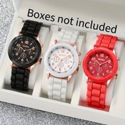 Resim 3 adet/1 adet Yeni Kadınlar için Trendy Moda Kuvars Saat Sevgililer Günü, Paskalya, Cadılar Bayramı, Ramazan, Doğum Günü, Noel, Arkadaşlar için Doğum Günü Hediyesi, Sevgililer Günü Hediyesi, Günlük Sokak Giyimi için Uygun 