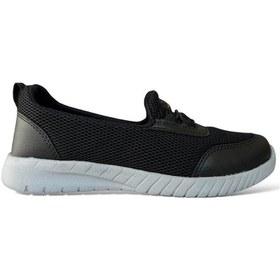 Resim Akıllı Bağcıklı Çocuk Babet Ayakkabı Siyah - Gri-siyah Siyah 