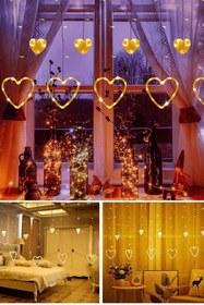 Resim Trendpoint Kalp Perde Led Işık Animasyonlu Eklenebilir Fişli 