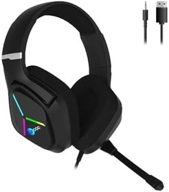 Resim Lecoo HT406 3.5mm Jack + USB Kablolu RGB Aydınlatmalı Kulak Üstü Gaming Kulaklık - Evrensel Uyumlu, 50mm Ses Sürücüsü, 1.5m Kablo Uzunluğu, Ergonomik Kulaklık Siyah 