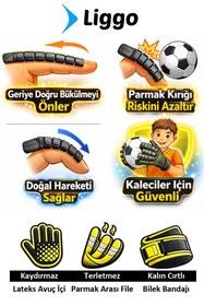 Resim Liggo Plonjon Kemikli Kaleci Eldiveni Bilek Bandajlı Parmak Destekli Kaleci Eldiveni 7-8-9-10 