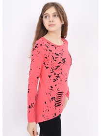 Resim Toontoy Kız Çocuk Sweatshirt Lazer Kesim Dudak Nakışlı Nar Çiçeği 