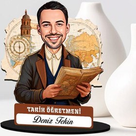 Resim Erkek Tarih Öğretmeni Karikatürlü Biblo 