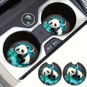Resim 2 adet bardak altlığı, Panda araç bardak tutucu altlıkları, araç iç aksesuarları, Arkadaşlar için harika hediyeler 