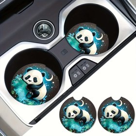 Resim 2 adet bardak altlığı, Panda araç bardak tutucu altlıkları, araç iç aksesuarları, Arkadaşlar için harika hediyeler 