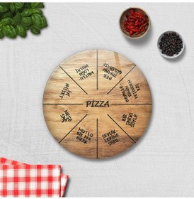 Resim Decorita Mottolu Pizza Servis Tabağı|Ahşap Görünüm|Çap32cm 
