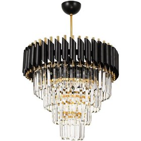 Resim Palmira 45'lik Kristal Taşlı Lüks Avize - Siyah-gold Siyah 