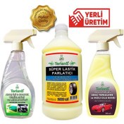 Resim Terlans Hızlı Cila Lastik Parlatıcı Araç İçi Temizleyici 3'lü Set + Mikrofiber Bez 