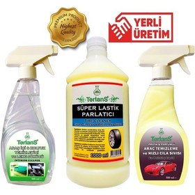 Resim Terlans Hızlı Cila Lastik Parlatıcı Araç İçi Temizleyici 3'lü Set + Mikrofiber Bez 