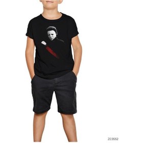 Resim Halloween Knife Siyah Çocuk Tişört Siyah 