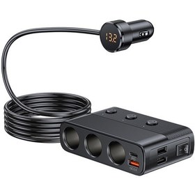Resim Geeksen Araba Şarj Cihazları 128w Pd+qc3.0 Hızlı Şarj Adaptörü 3 Soketli Güç Ayırıcı 12-24v 