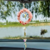 Resim El Yapımı Kristal Çiçek Araba Süsü – Doğal Pembe Kuvars & Kaktüs Taşı Sanatı, Fasetli Boncuklarla, Şık Araba İç Aksesuarı, Kadınlar İçin Mükemmel Hediye, Dikiz Aynası Süsü | Çiçek Deseni | Sanatsal İşçilik 