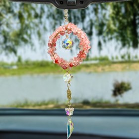 Resim El Yapımı Kristal Çiçek Araba Süsü – Doğal Pembe Kuvars & Kaktüs Taşı Sanatı, Fasetli Boncuklarla, Şık Araba İç Aksesuarı, Kadınlar İçin Mükemmel Hediye, Dikiz Aynası Süsü | Çiçek Deseni | Sanatsal İşçilik 