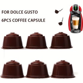 Resim 6 adet + Kaşık Fırça Kapsül Kahve Filtresi Filtre Ağı Kapsül Kupa DOLCE GUSTO Ev Yapımı Kahve için Uygun 