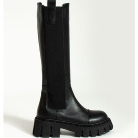 Resim Amber Kadın Siyah Kalın Tabanlı Çizme Siyah 