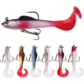 Resim 6 Adet Kurşun Başlı Yumuşak Yem, 8.6cm/8.8g Yapay Kauçuk Deniz Levreği ve Tatlısu Balığı İçin Olta Malzemesi 